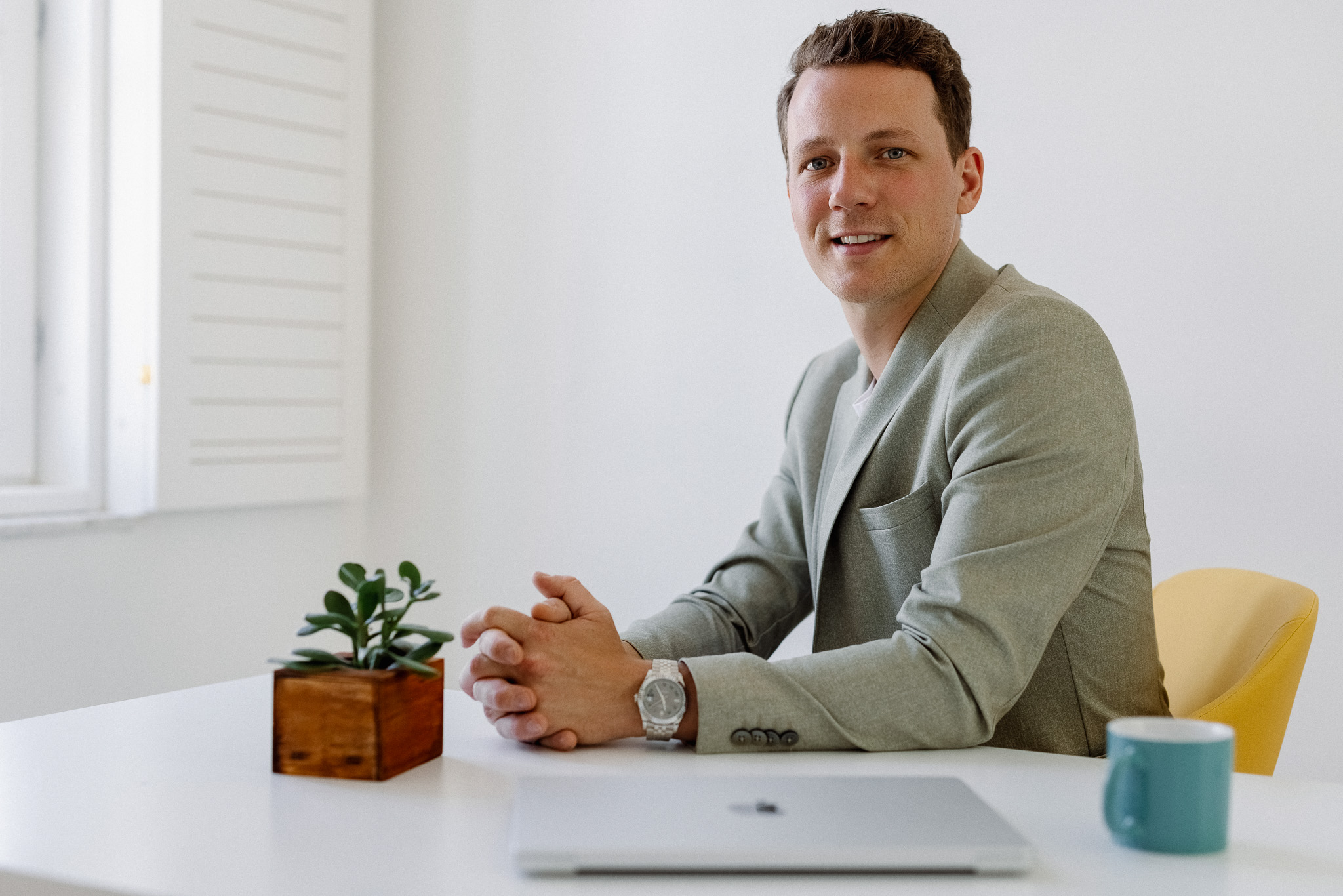 Christoph Sauerborn seated in his workspace